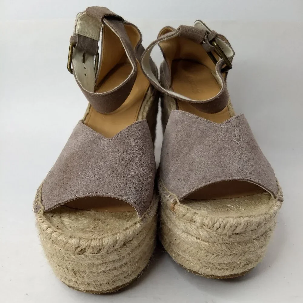 Soludos Positano Platform Rope Wedge Sandals Espadrilles Suede Leather Size 7.5